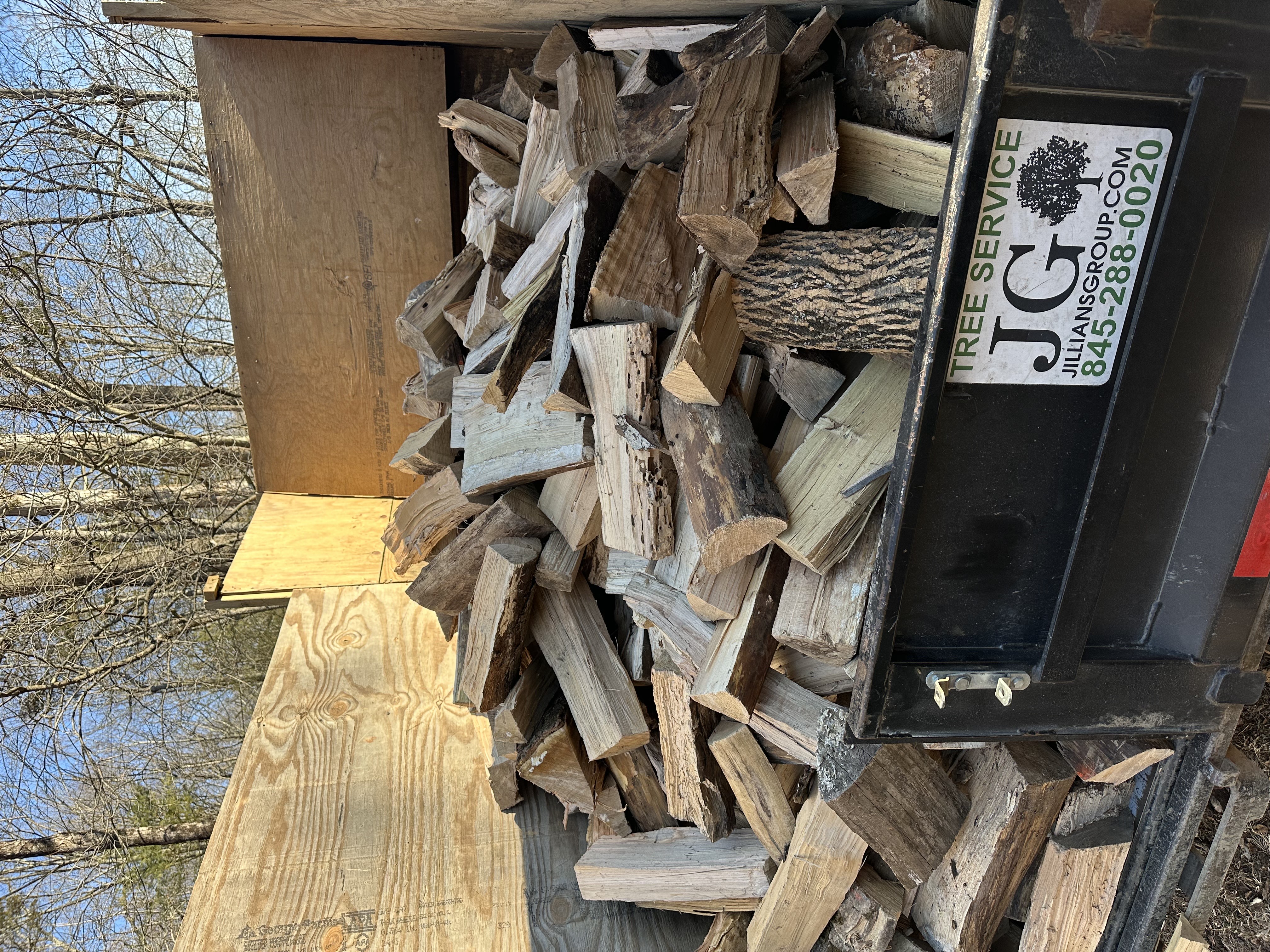 Close-up of split hardwood logs